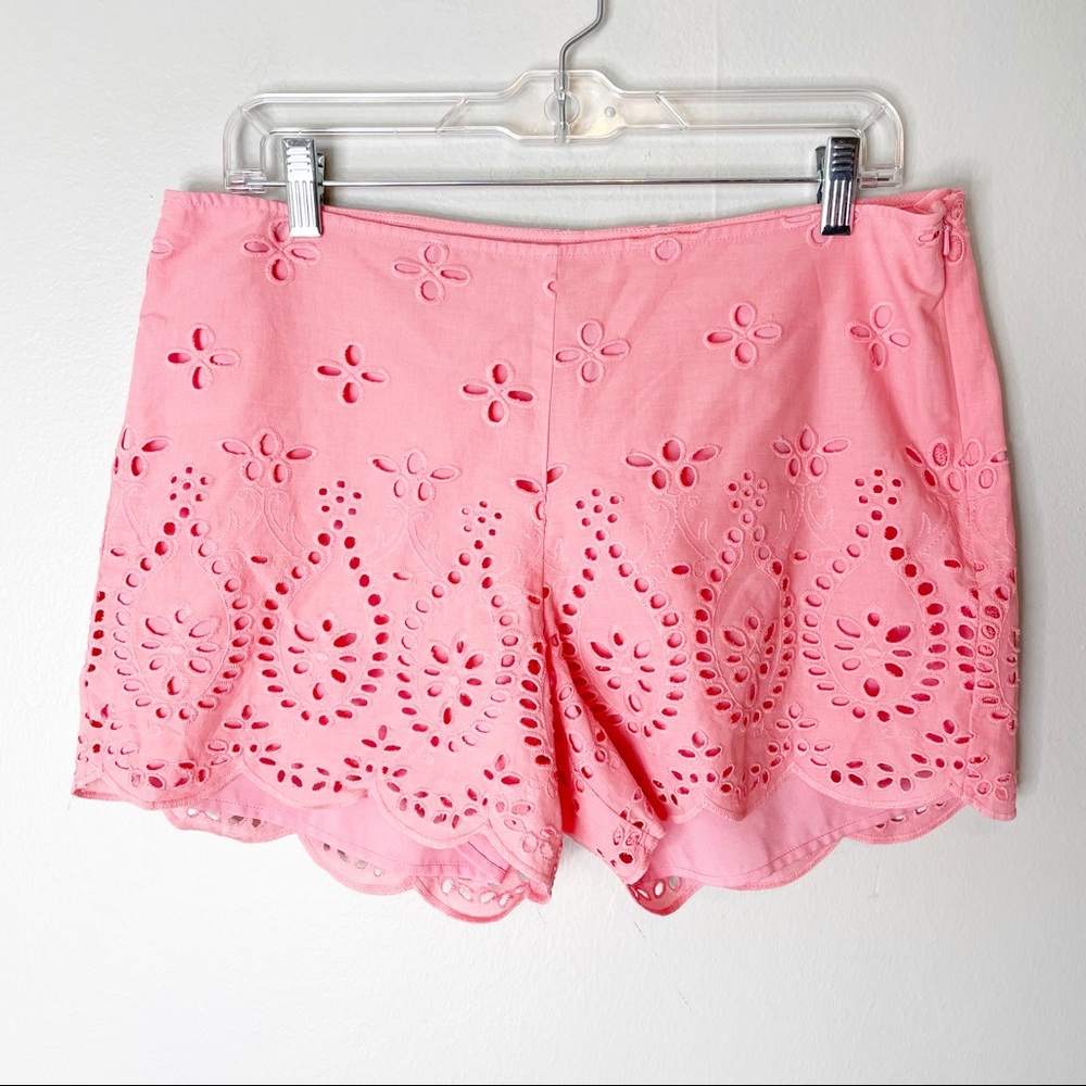NWT Southern Tide Coral Pink Alice Scalloped Eyelet Short Size 10